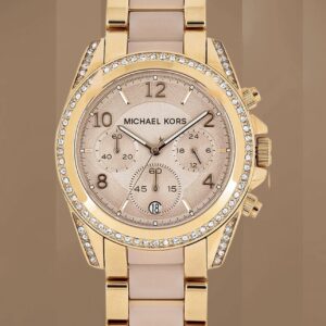 Michael Kors-Women Muted Gold Toned Dial Chronograph Watch MK5943