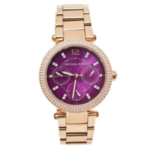 Michael Kors-Plum Mother Of Pearl Rose Gold Tone Stainless Steel Mini Parker MK6403 Women's Wristwatch 33 mm S-Tier