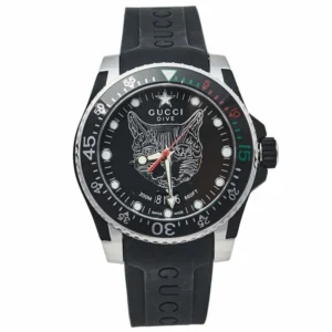Gucci-Black Stainless Steel & Rubber Dive YA136320 Quartz Men's Wristwatch 40 mm S-Tier