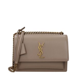 Yves Saint Laurent-SAINT LAURENT Sunset Medium leather shoulder bag Grey S+Tier