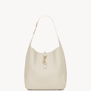 Yves Saint Laurent-LE 5 À 7 SUPPLE LARGE IN GRAINED LEATHER WHITE S+Tier