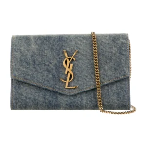 YSL-Yves Saint Laurent Denim monogram chain Wallet