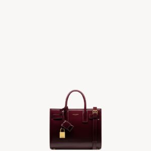 Yves Saint Laurent-SAC DE JOUR IN PATENT LEATHER - NANO DARK RED WINE S+Tier