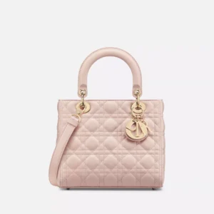 Dior-Lambskin Cannage Small Lady Dior Pink A+Tier